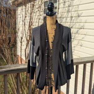 Elegant Women's Black and Gray Cardigan Sweater